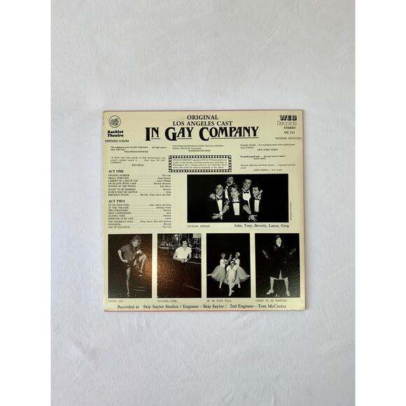 VTG Vinyl Record - In Gay Company Soundtrack The Original Cast Recording - 1984 - Picture 2 of 6